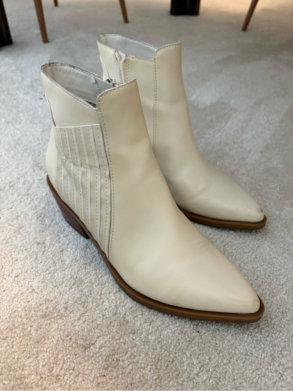 Dolce Vita Cream Pointed-Toe Ankle Booties